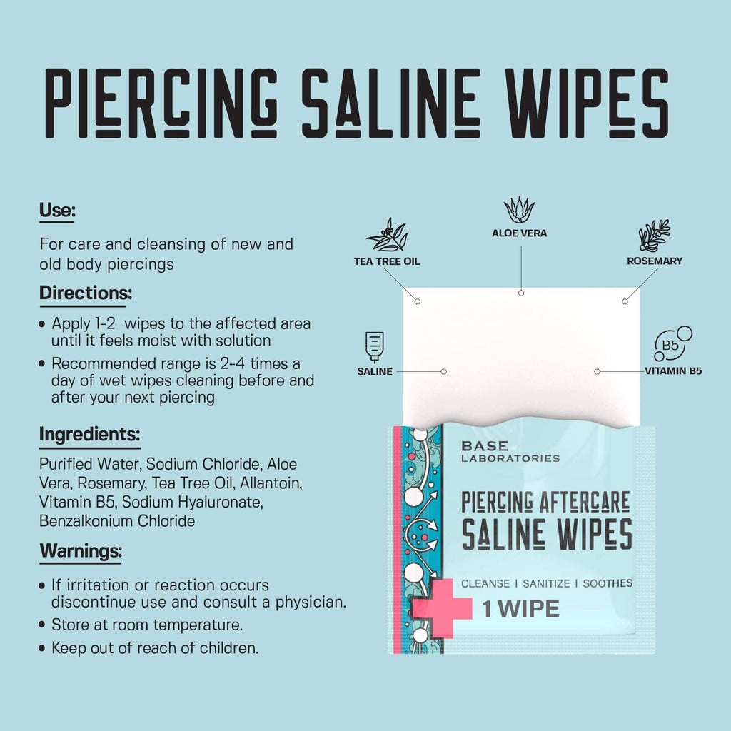 Piercing Aftercare Saline Wipes - For All Piercings