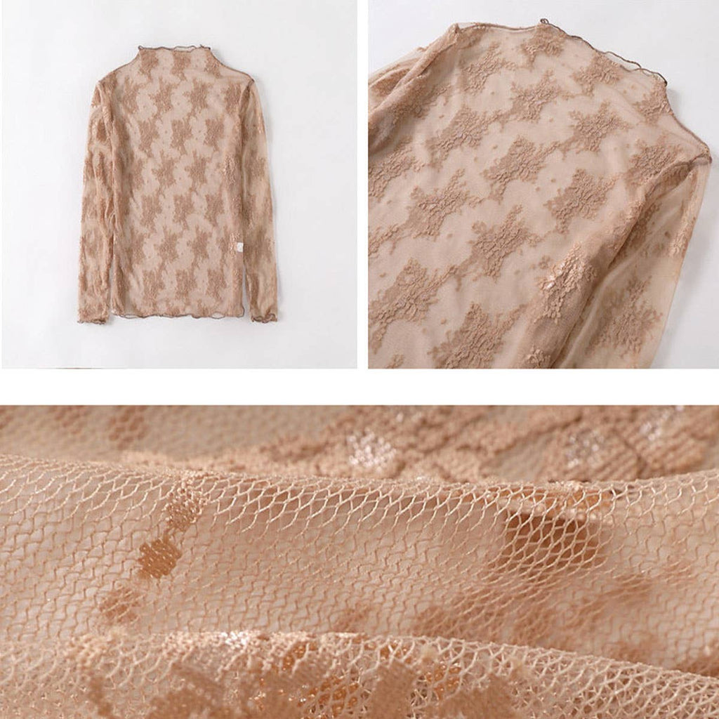 Sexy Mesh Blouse - Long Sleeve Lace