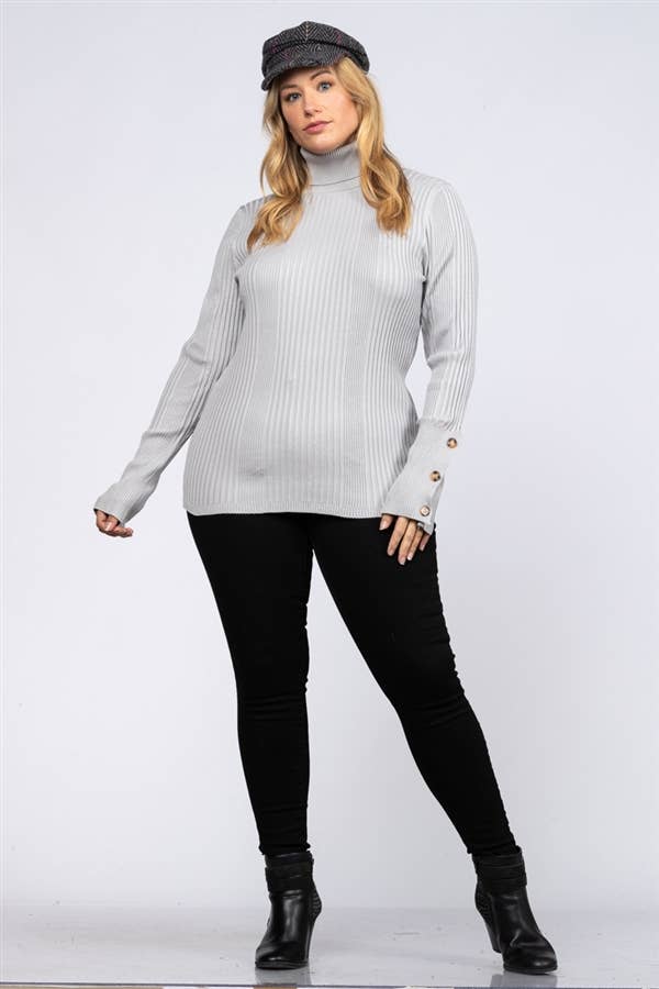 Rib Stitch Pullover Plus Size Sweater