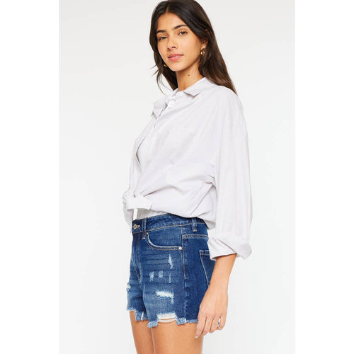 High Rise Distressed Shorts
