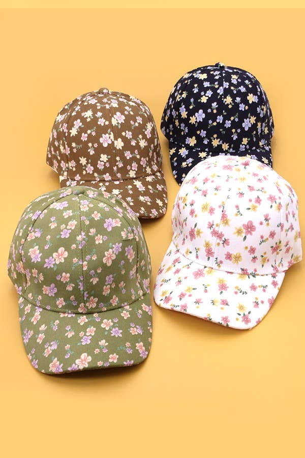 FLORAL CASUAL BASEBALL CAP | 40HW716: Black