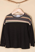 Girls Stripe Waffle Knit Top