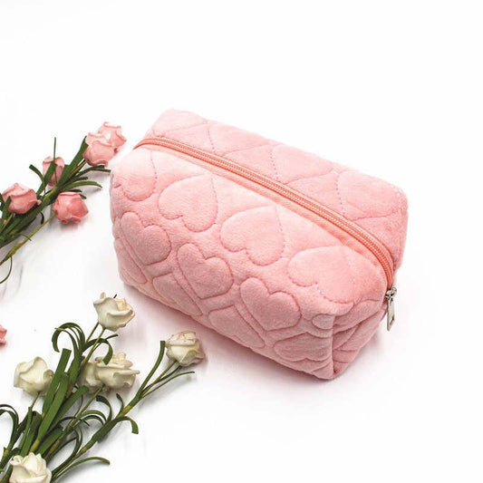 Quilted Hearts Cosmetic Bag: Pink