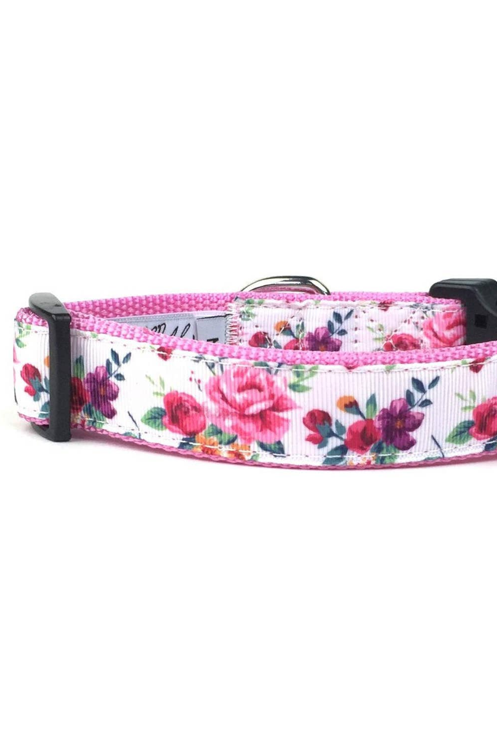 Midlee Rose Floral Nylon Ribbon Dog Collar (Large)