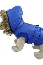 Blue Parka Fleece Lined Dog Jacket with Leash Ring