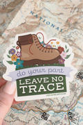 Leave No Trace Hiking Boot Print Sticker.
