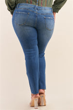 Plus Size Medium Blue Ripped Denim Jeans