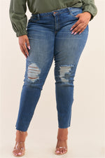 Plus Size Medium Blue Ripped Denim Jeans