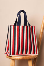 Red White Blue Striped Fashionable Tote Bag