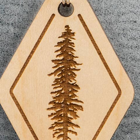 Giant Tree Carved Wood Keychain