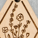 Wildflower Wood Carved Keychain