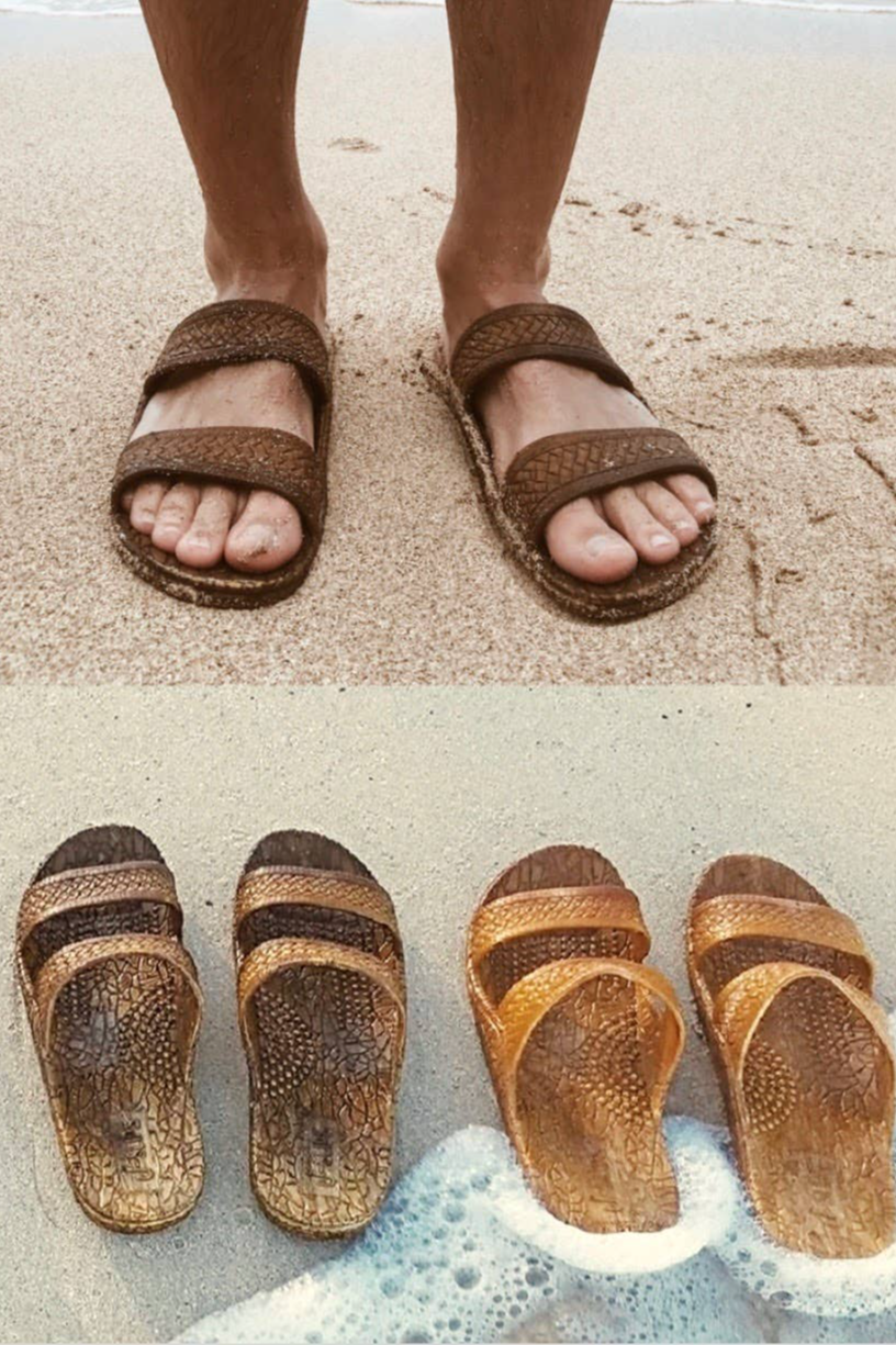 Tan Two Strap Jesus Sandals Slip-On Jandals Hawaii - Shaka Time Hawaii  Clothing Store