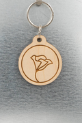 Poppy Flower Wood Keychain