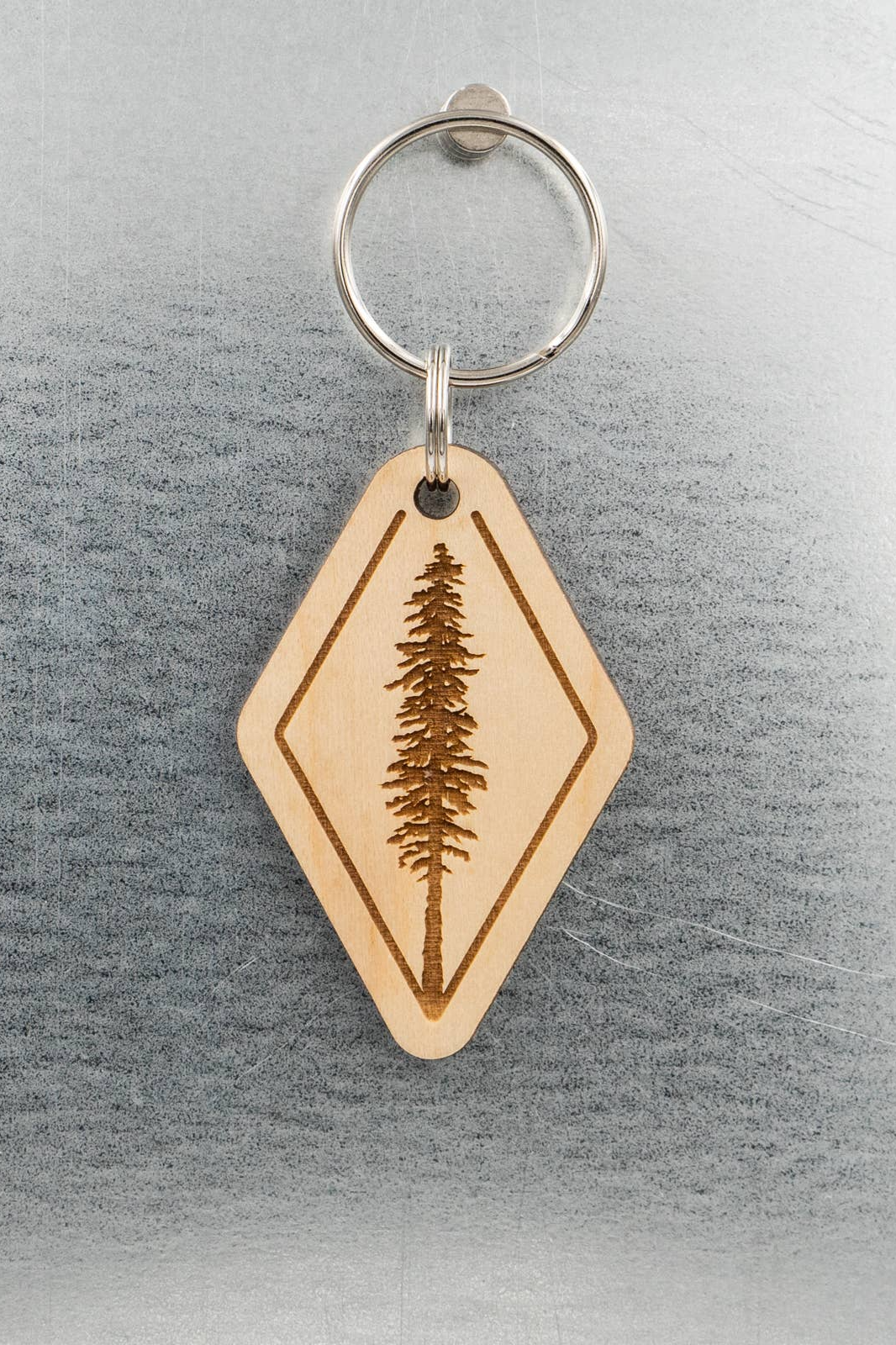 Giant Tree Carved Wood Keychain.