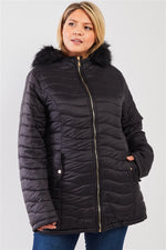 Plus Size Fur Double-Sided Parka & Puffer Jacket