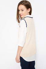 Girls Sleeveless Knitted Vest - Cream
