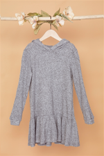 Girls Heather Grey Ribbed Soft Knit Sweater Dress