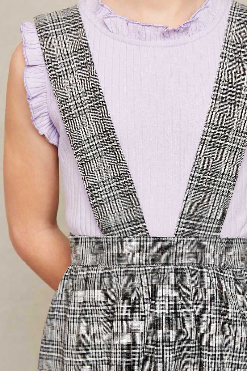 Girls Tiered Glen Check Overall Dress.