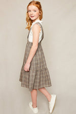 Girls Tiered Glen Check Overall Dress.