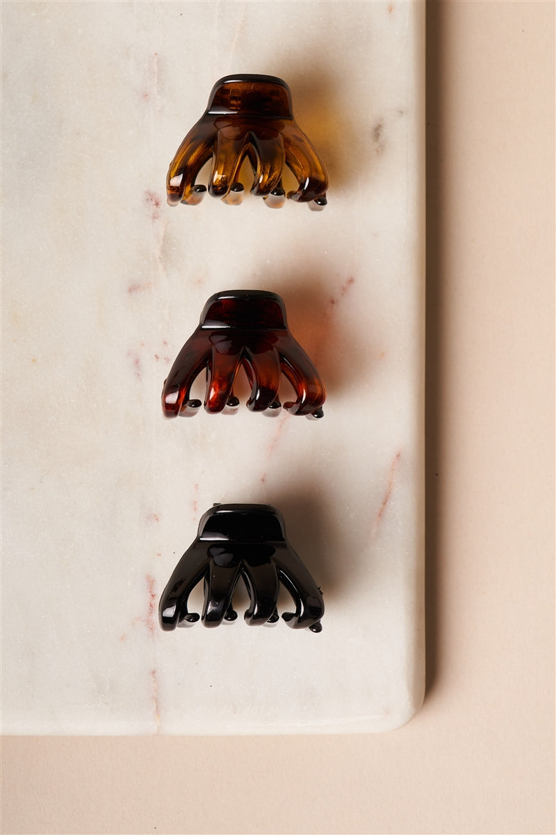 Amber-Brown-Black Mini 3 piece Claw Clips.