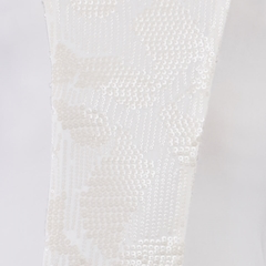 White Sequined Center Front Detail Long Sleeve Mini Dress