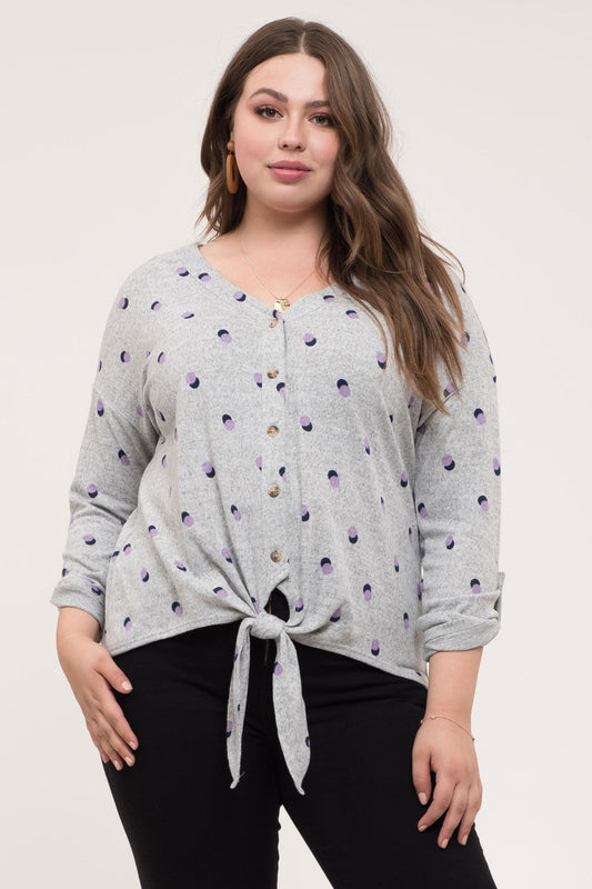 Plus Size Button Down Knit Top.