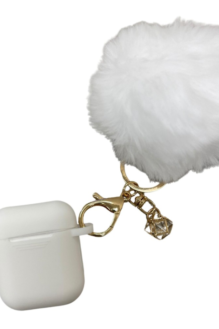 Silicone Protective Skin for AirPod Case With Fur Keychain.