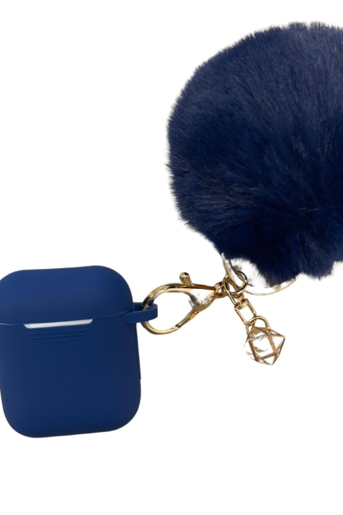 Silicone Protective Skin for AirPod Case With Fur Keychain.