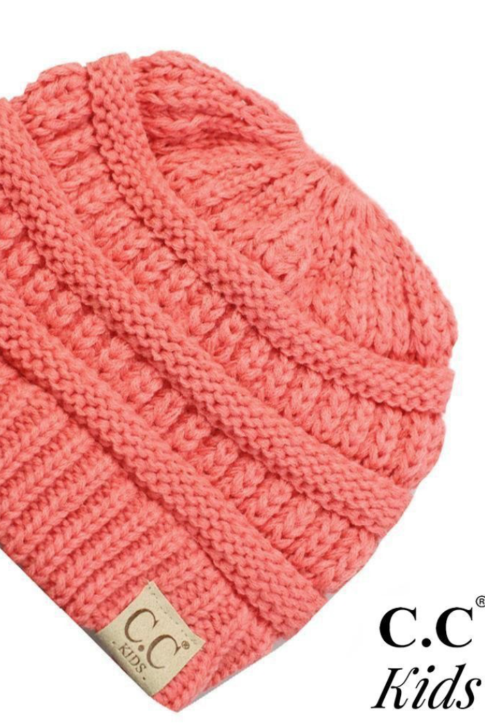Solid color messy bun beanie for girls