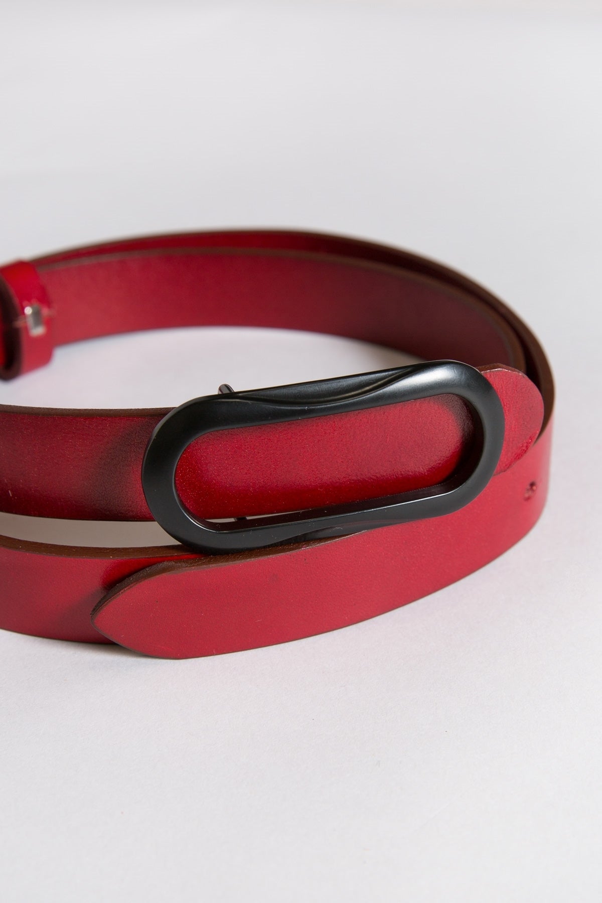Leatherette Belt with Oval Shaped Buckle