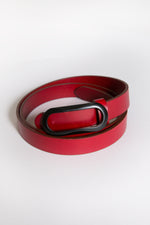 Leatherette Belt with Oval Shaped Buckle