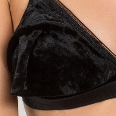 Adjustable Strap Velvet Layer Trim Bralette.