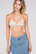 Adjustable Strap Velvet Layer Trim Bralette.