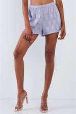 Lavender Circle Print Accordion Pleaded Relaxed Fit Shorts