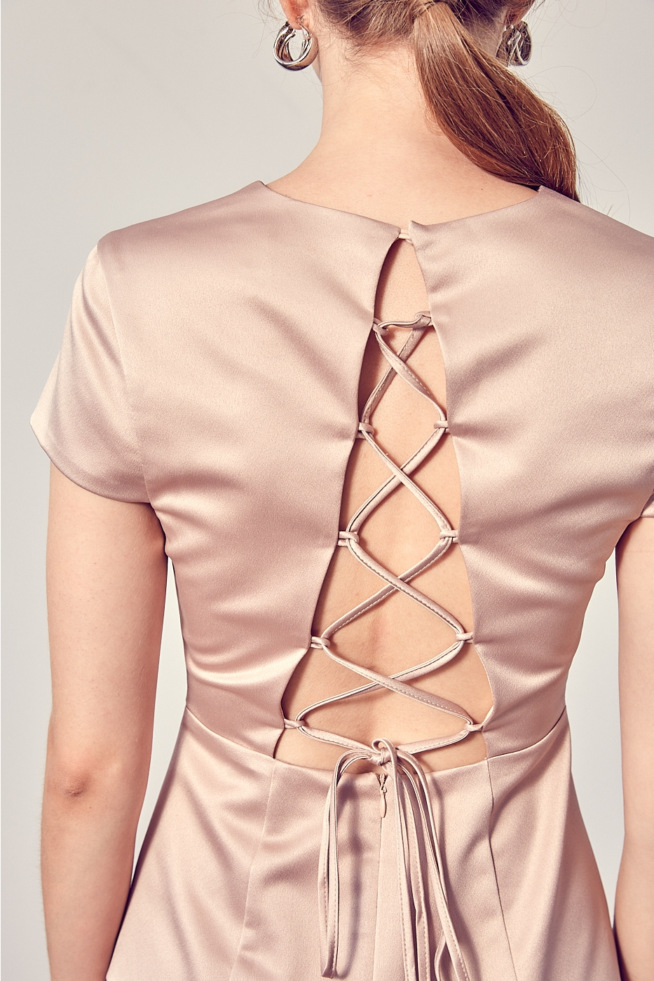 Back Open Criss Cross Detail Mini Dress.