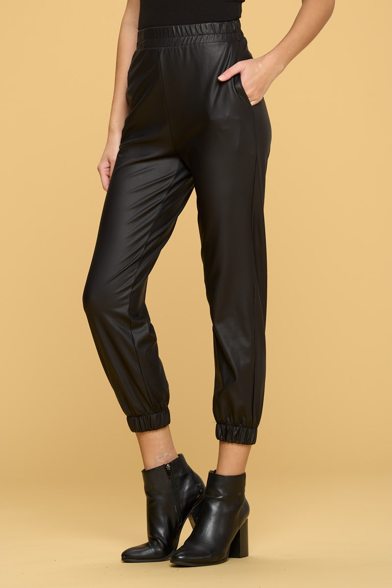 Faux Leather Pants with Pockets