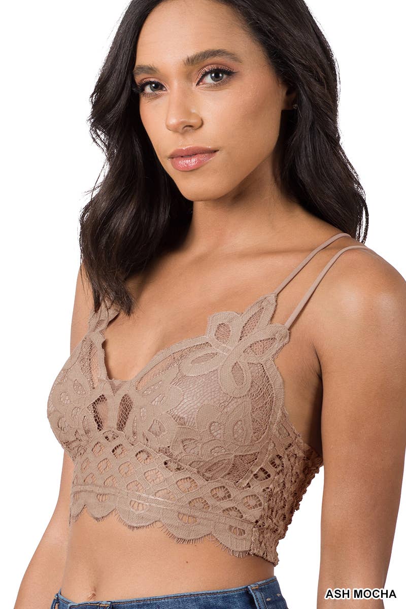 Crochet Lace Bralette with Bra Pads.