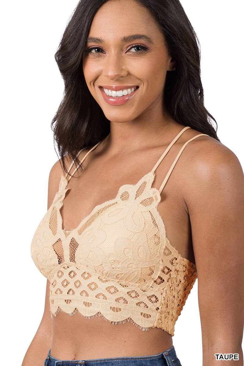 Crochet Lace Bralette with Bra Pads.