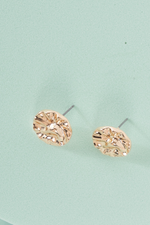 Gold Crushed Circle Stud Earrings