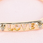 Gold LOVE Cut-Out Graphic Plate Detail Ring