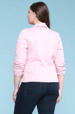 Plus Size Ruched Sleeve Solid Blazer