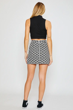 Geo Crescent Denim Mini Skirt