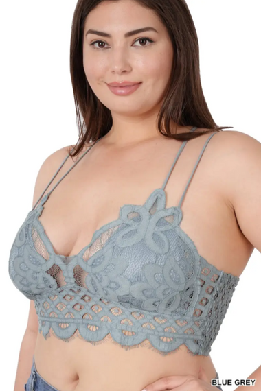 Plus Size Crochet Lace Bralette w/Bra Pads