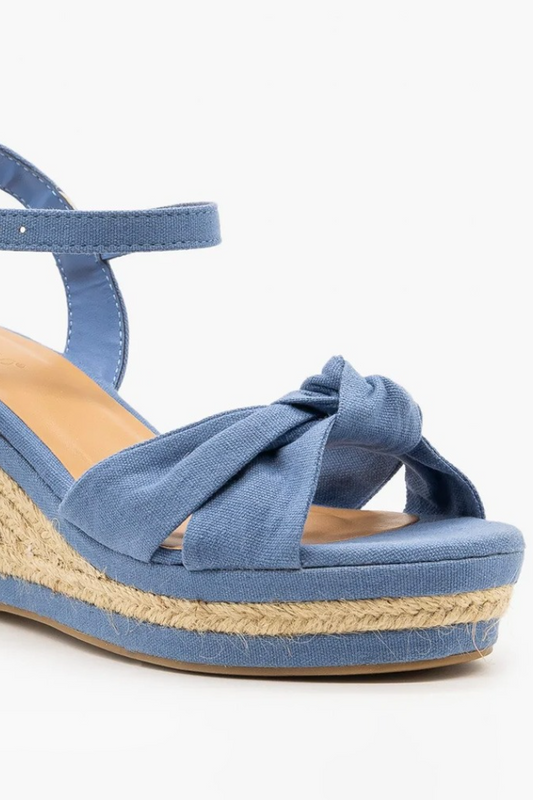 Bamboo - Belle Blue Wedge Sandals.