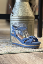 Bamboo - Belle Blue Wedge Sandals