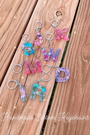 Customizable Epoxy Resin Letter or Number Keychains