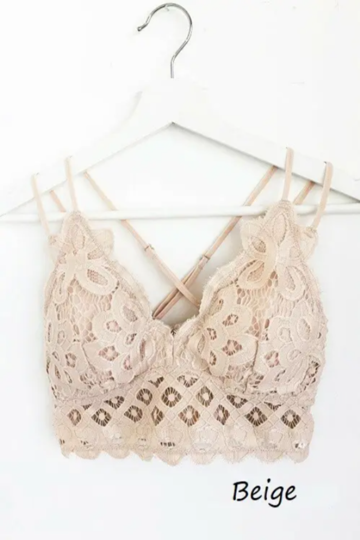 Crochet Lace Bralette with Bra Pads.