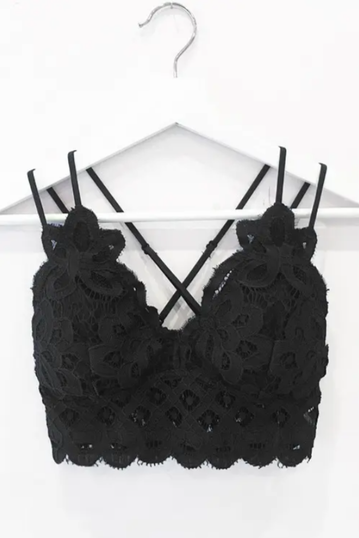 Crochet Lace Bralette with Bra Pads.