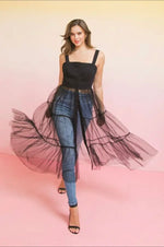 A Twill/Tulle Combination Top