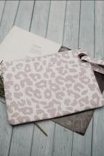 White & Tan Leopard Print Handbag / Oversized Clutch